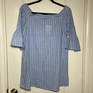 Tobi Tunic Women's Blouse Off The Shoulder Stripe Flare Sleeve Small New
